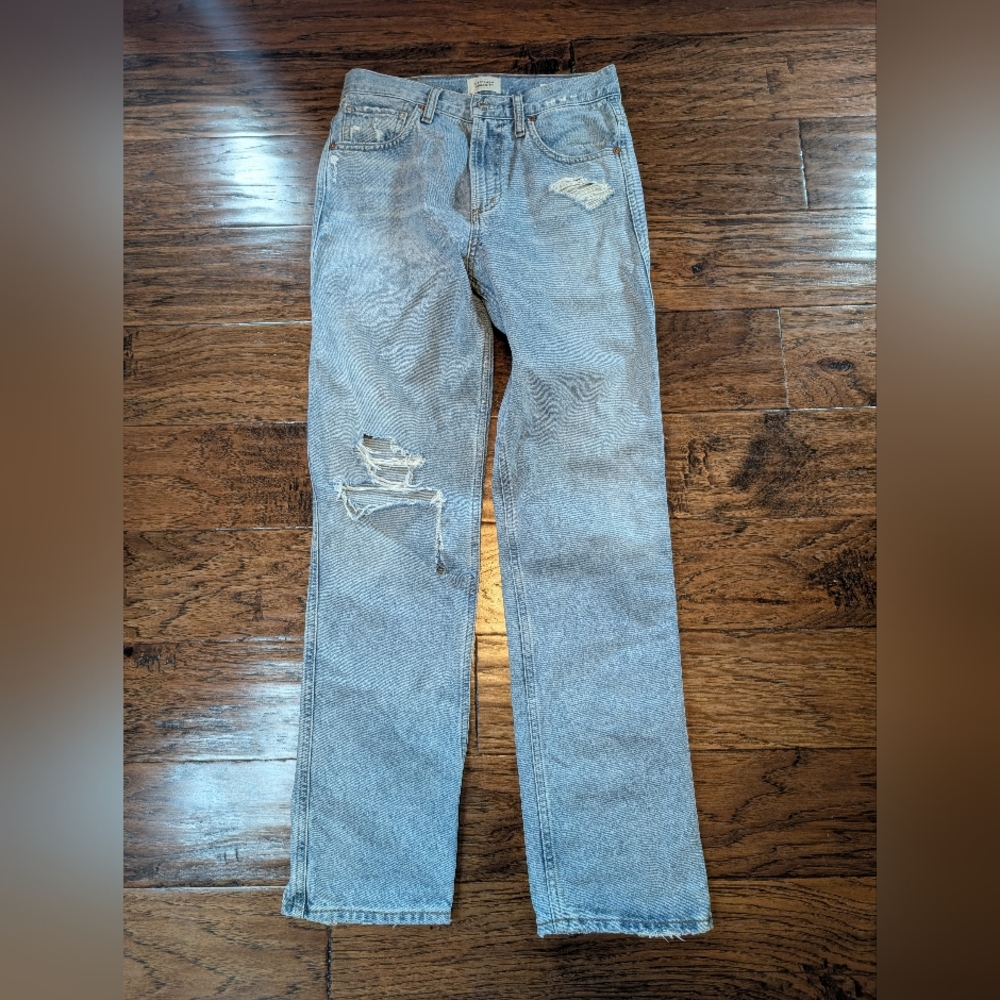 Citizens Of Humanity Light Blue Distressed Straight-Leg Jeans
